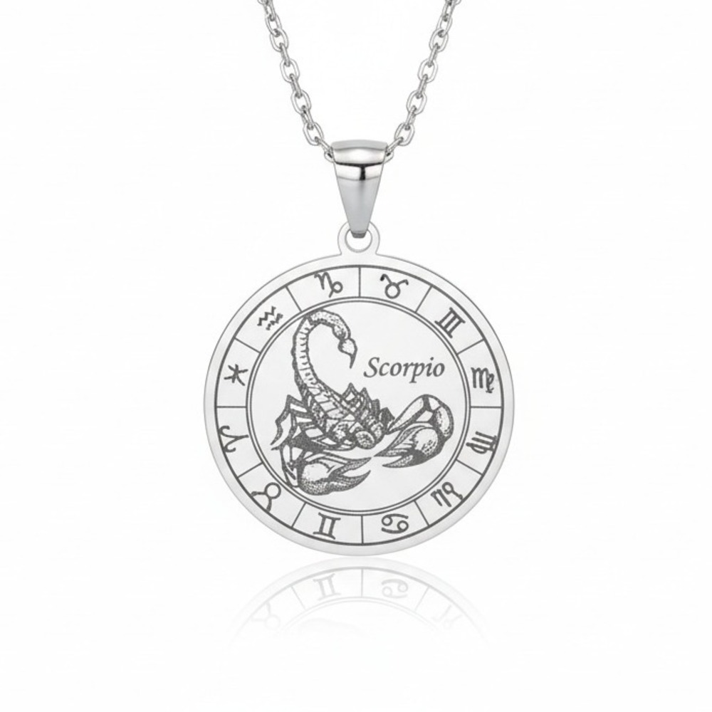 Scorpio Zodiac Constellation Pendant Necklace Silver Tone Astrology Jewelry Gift